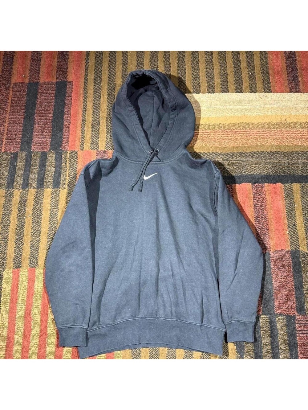 Center logo Nike black hoodie with white swoosh Size XS Men's XS Blue
